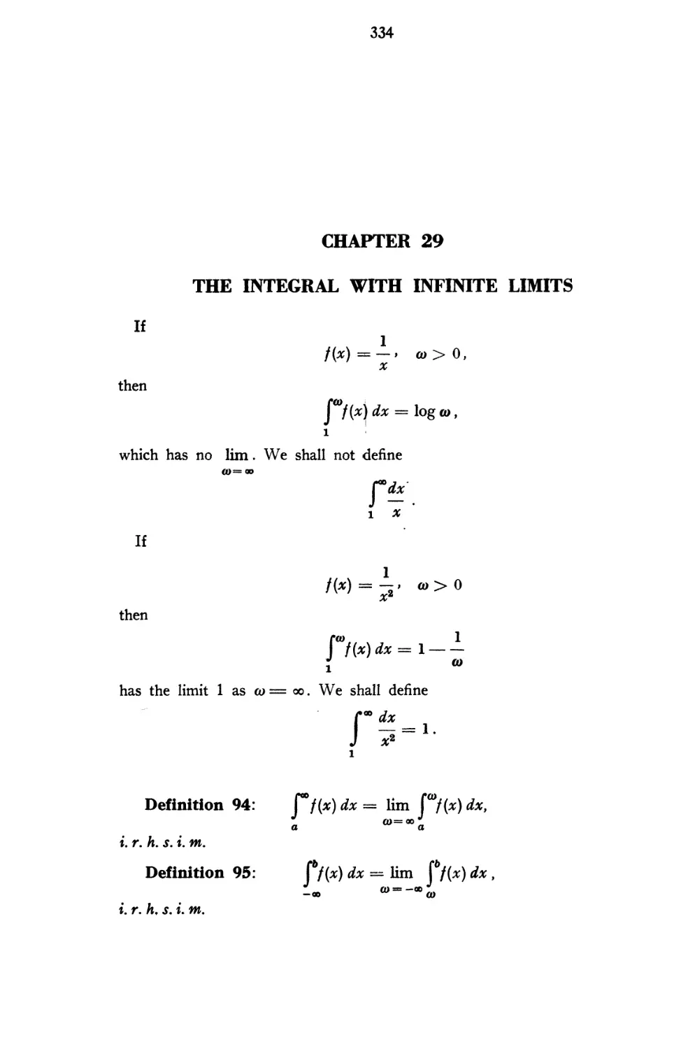 Chapter 29 The Integral with Infinite Limits