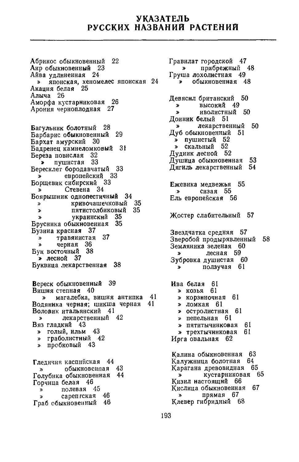 УКАЗАТЕЛЬ РУССКИХ НАЗВАНИЙ РАСТЕНИЙ