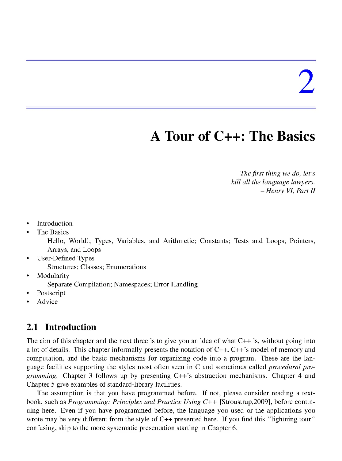 2. A Tour of C++: The Basics