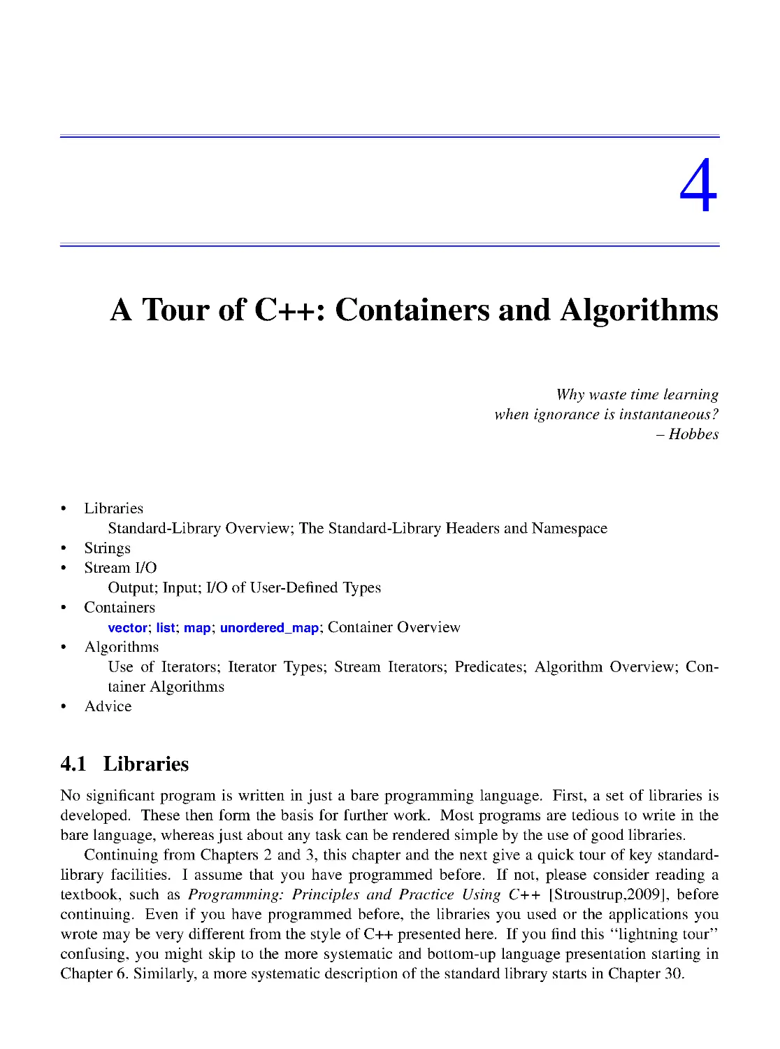 4. A Tour of C++: Containers and Algorithms