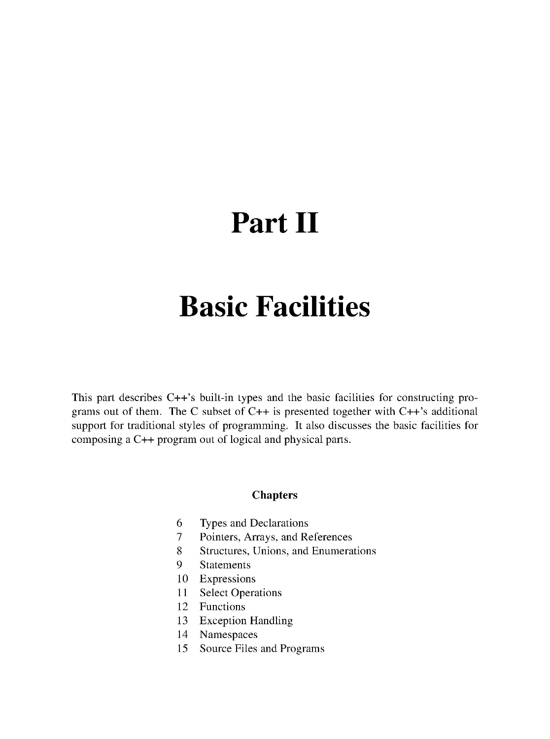 Part II: Basic Facilities