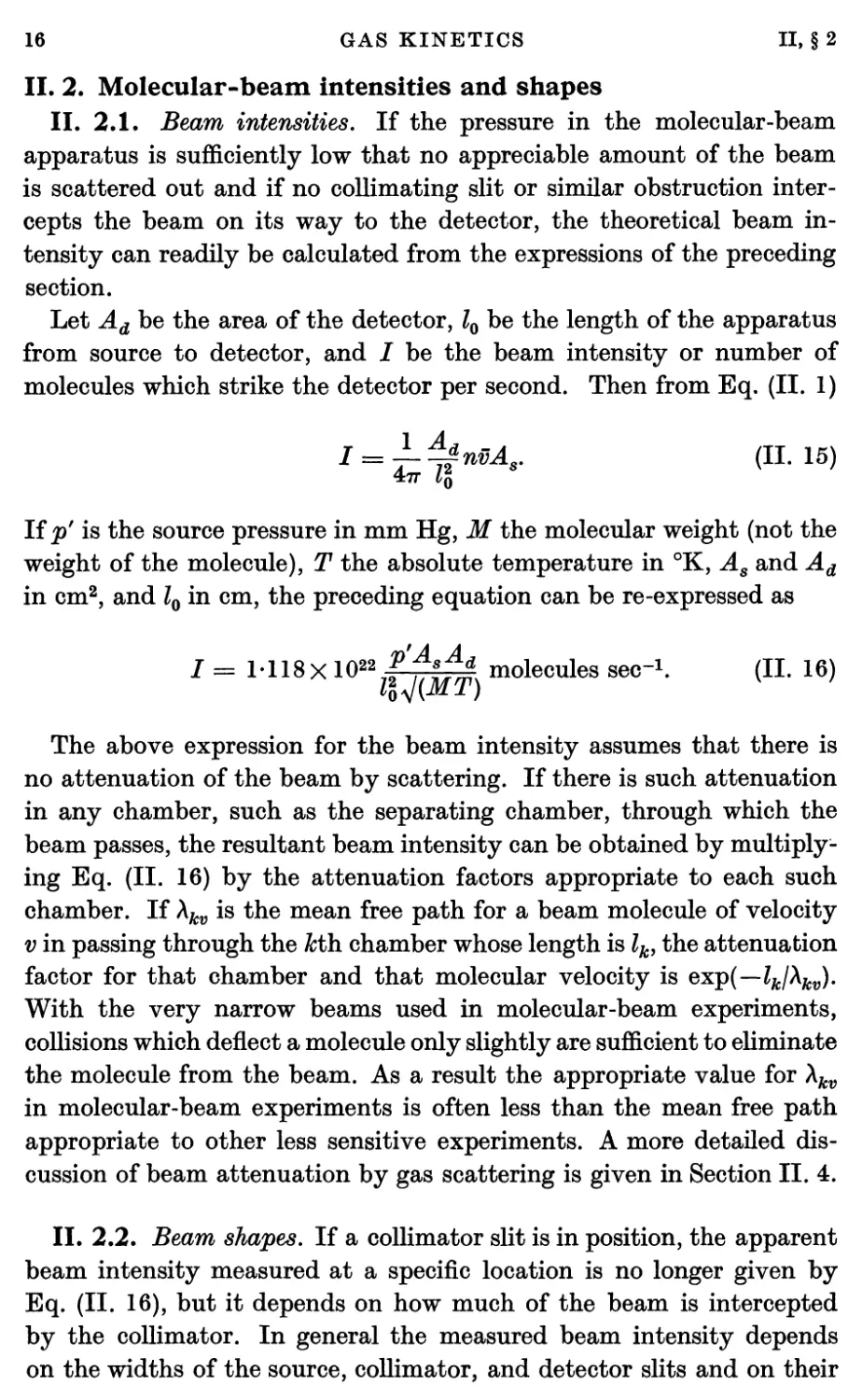 II.2. Molecular-beam Intensities and Shapes
II.2.2. Beam shapes