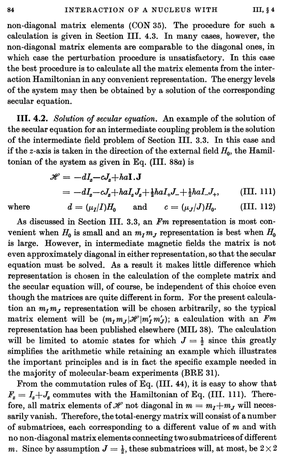III.4.2. Solution of secular equation