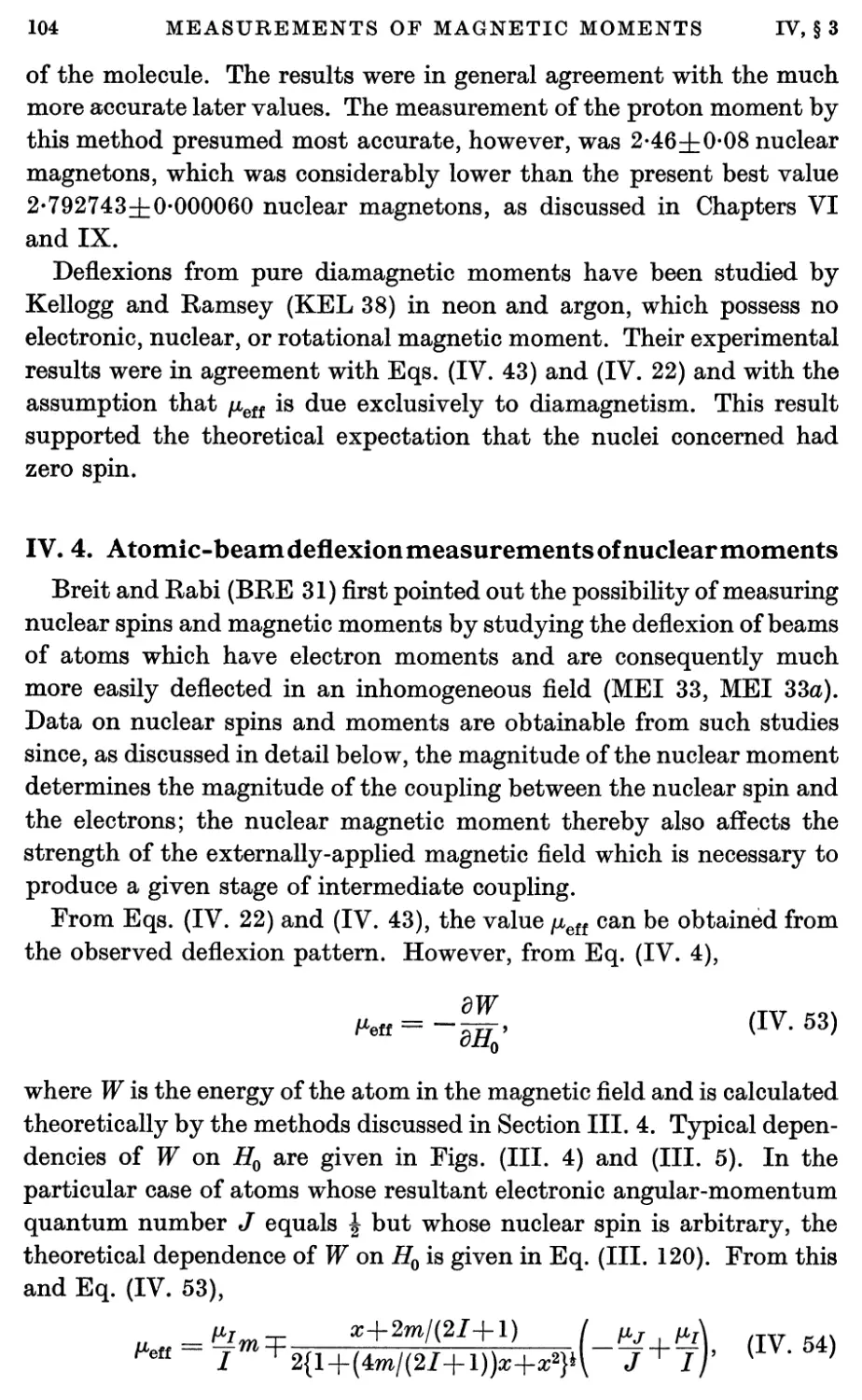 IV.4. Atomic-beam Deflexion Measurements of Nuclear Moments