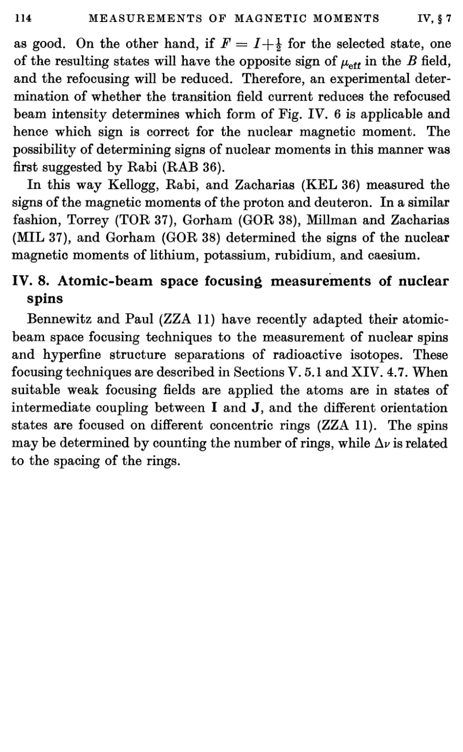 IV.8. Atomic-beam Space Focusing Measurements of Nuclear Spins