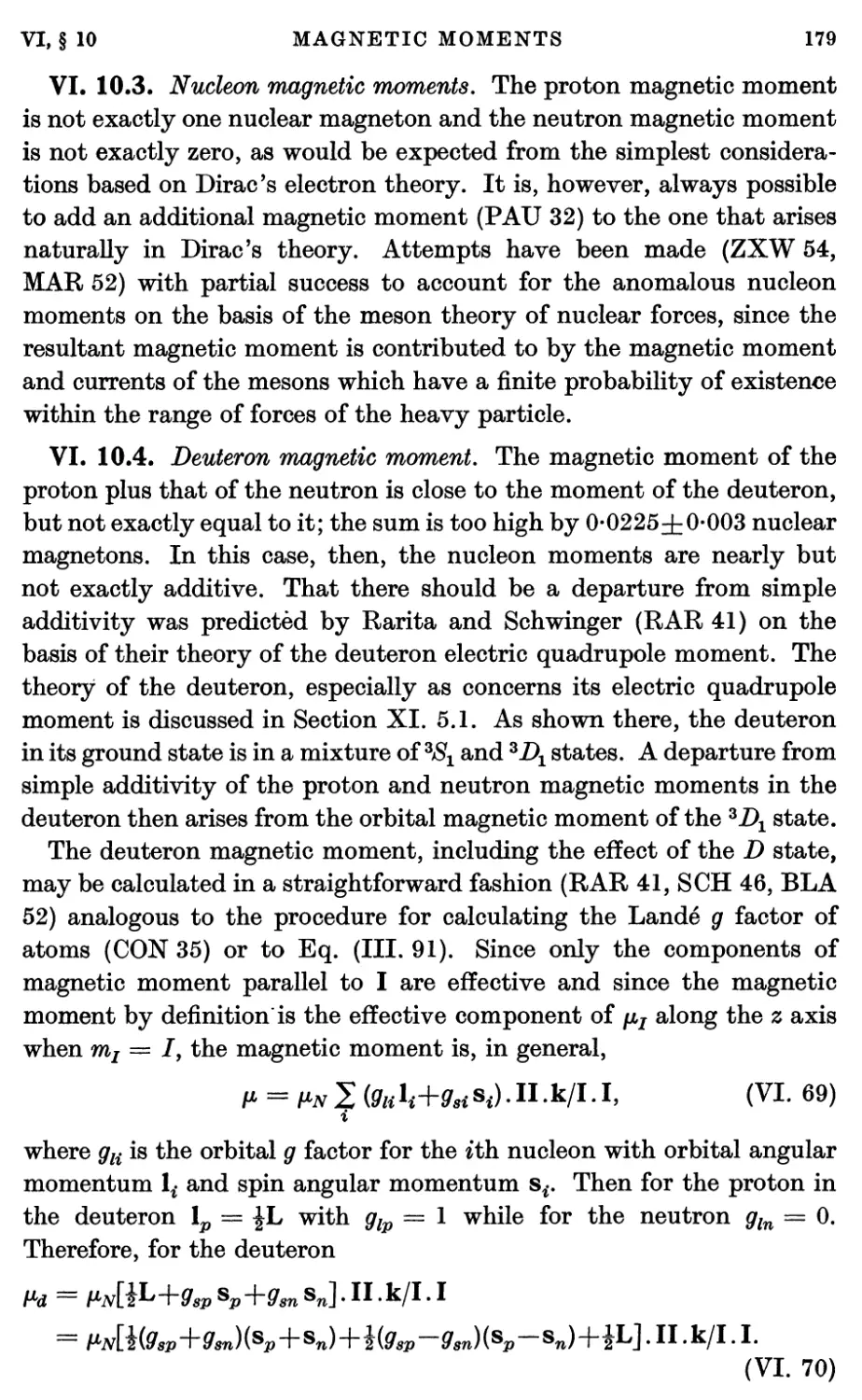 VI.10.3. Nucleon magnetic moments
VI.10.4. Deuteron magnetic moment