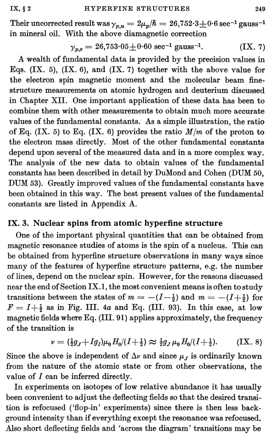 IX.3. Nuclear Spins from Atomic Hyperfine Structure