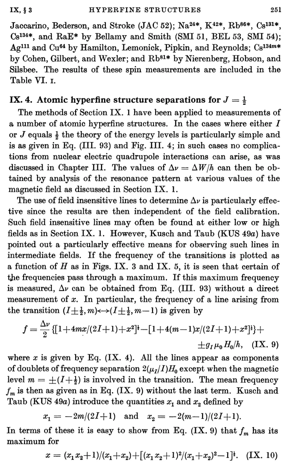 IX.4. Atomic Hyperfine Structure Separations for J = 1/2