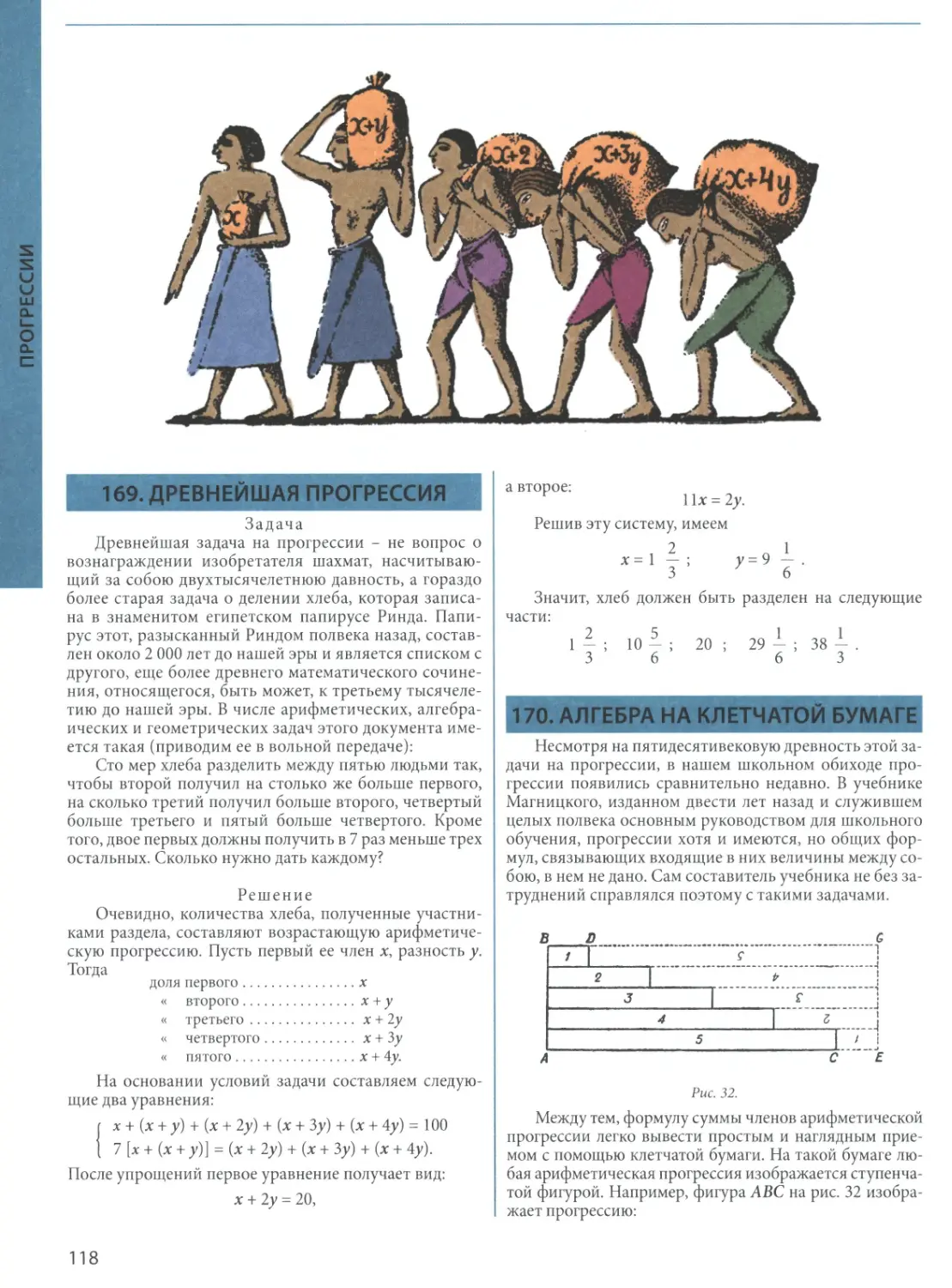169. Древнейшая прогрессия
170. Алгебра на клетчатой бумаге