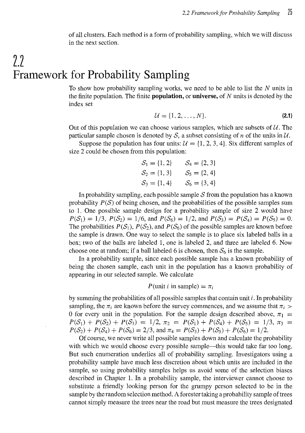 2.2 Framework for Probability Sampling