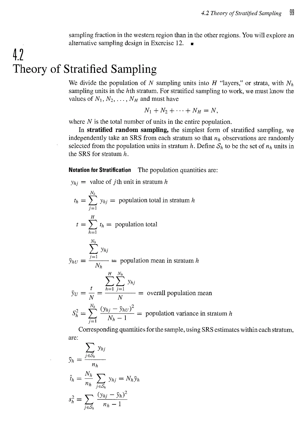 4.2 Theory of Stratified Sampling