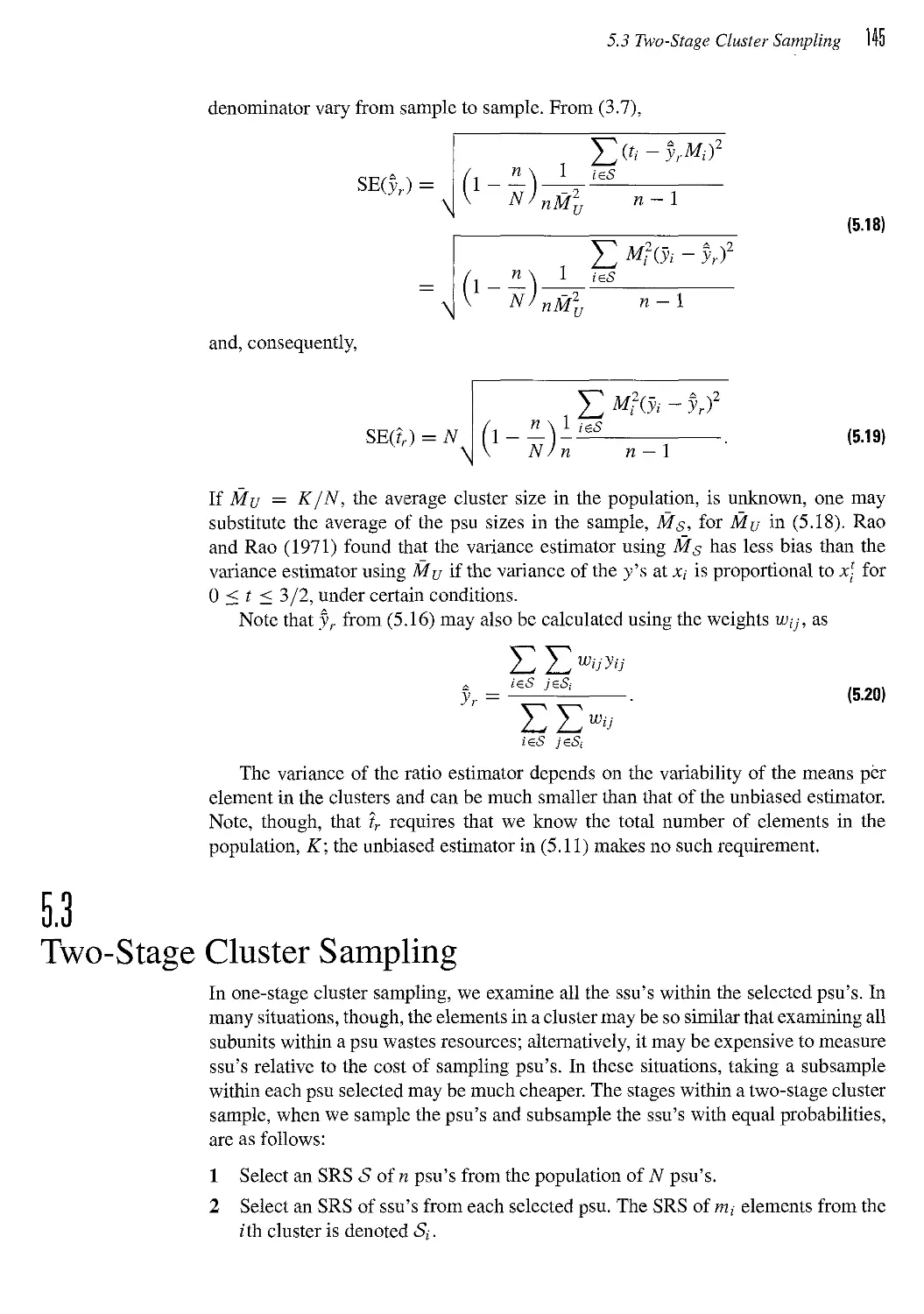 5.3 Two-Stage Cluster Sampling