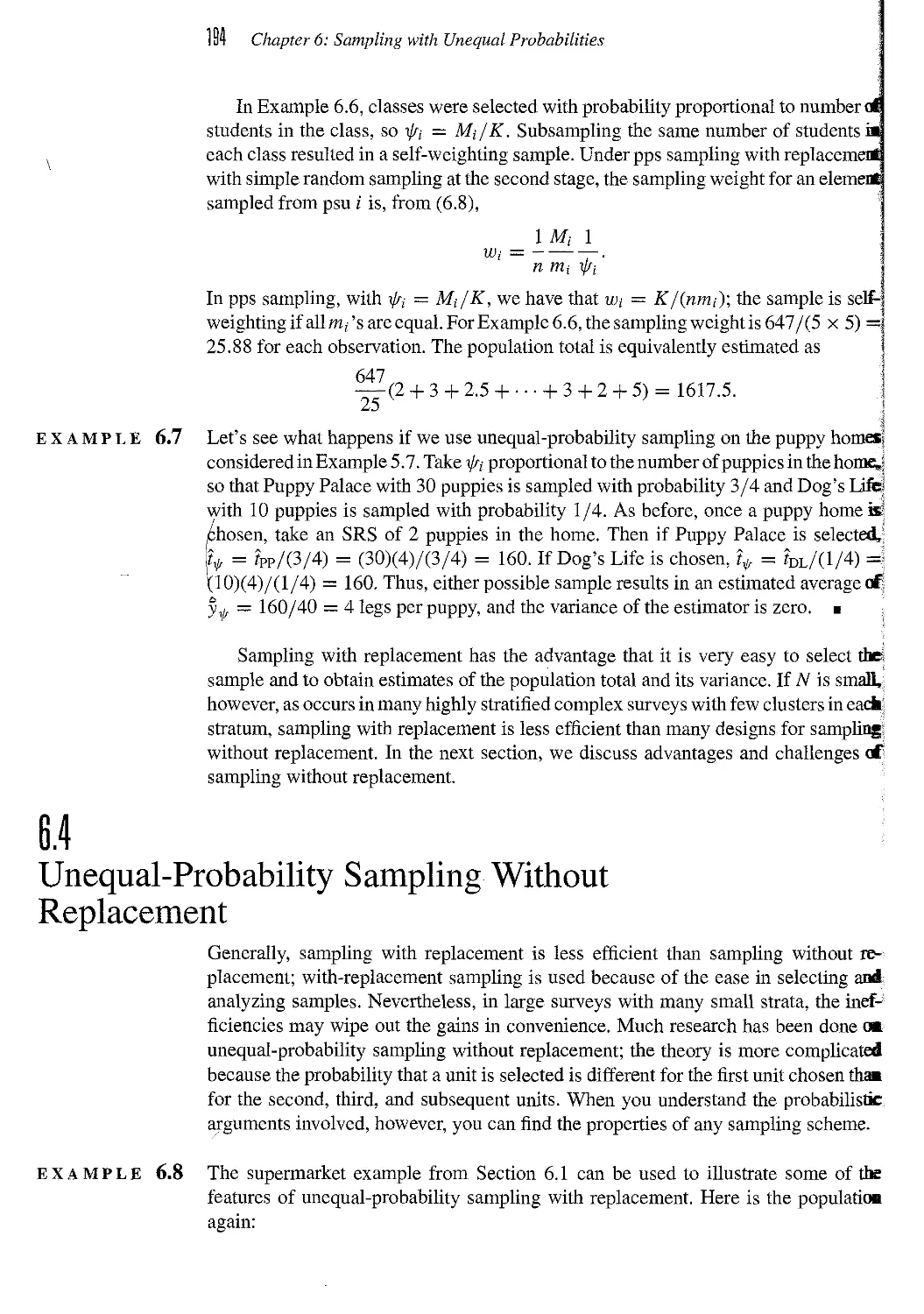 6.4 Unequal-Probability Sampling Without Replacement