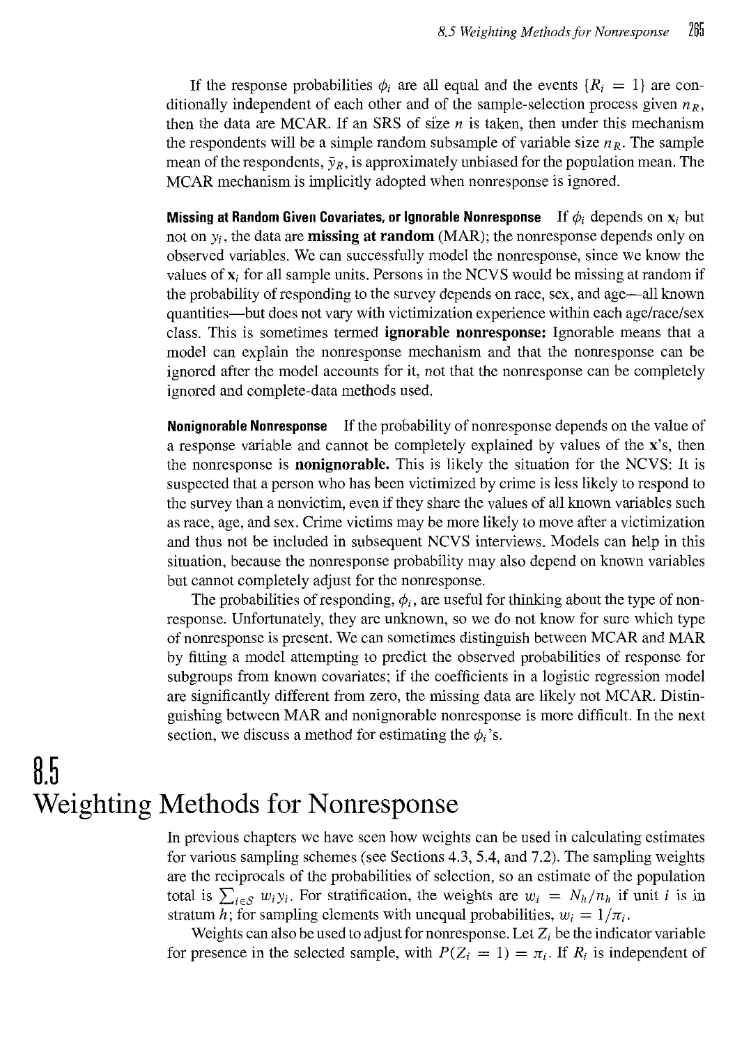 8.5 Weighting Methods for Nonresponse