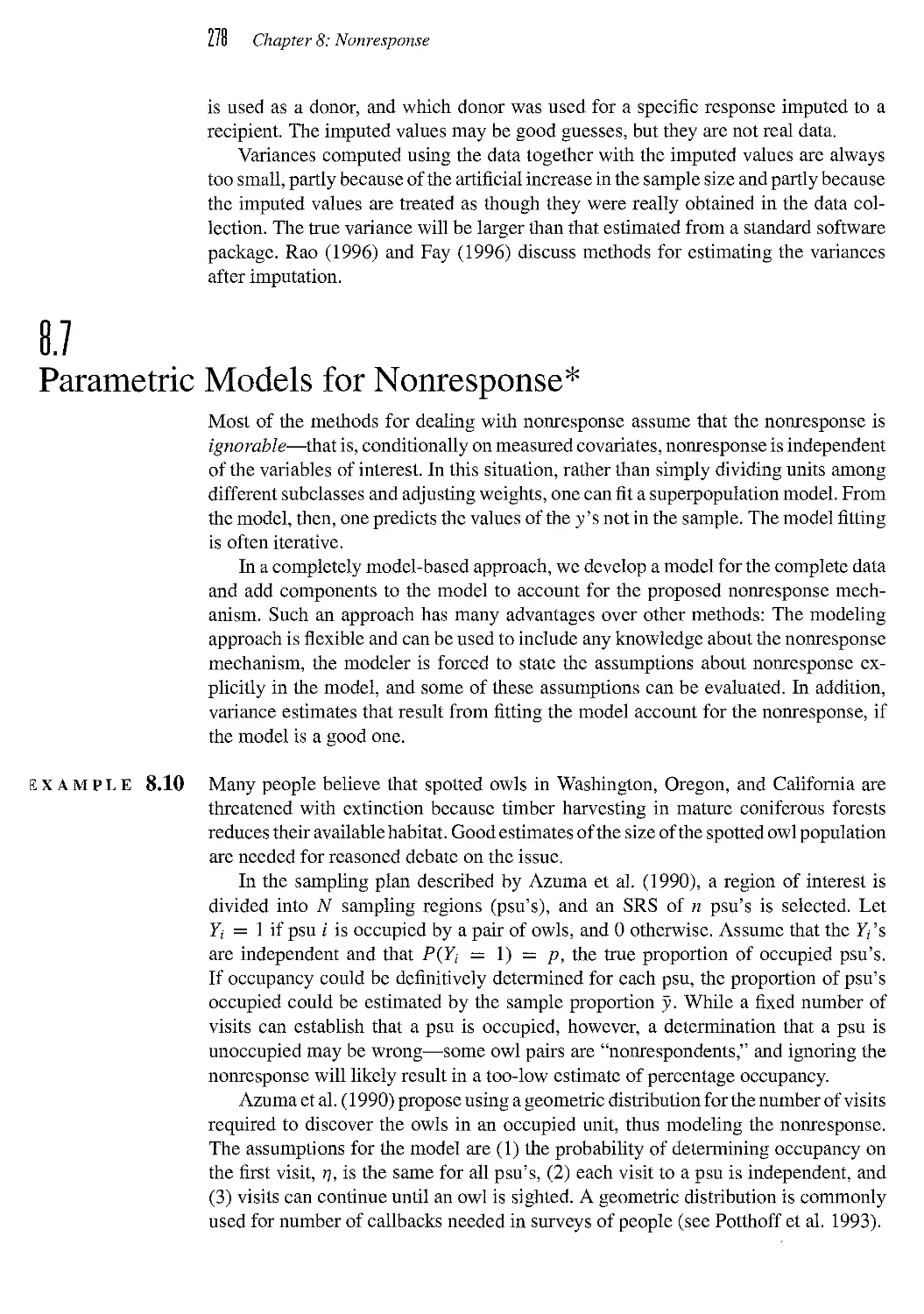 8.7 Parametric Models for Nonresponse*