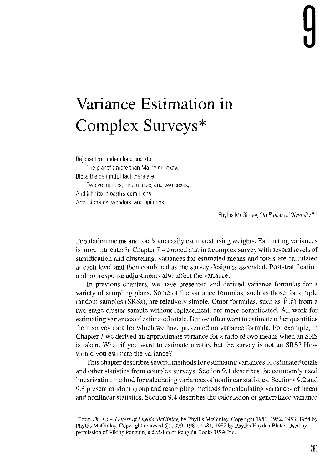 9 Variance Estimation in Complex Surveys*