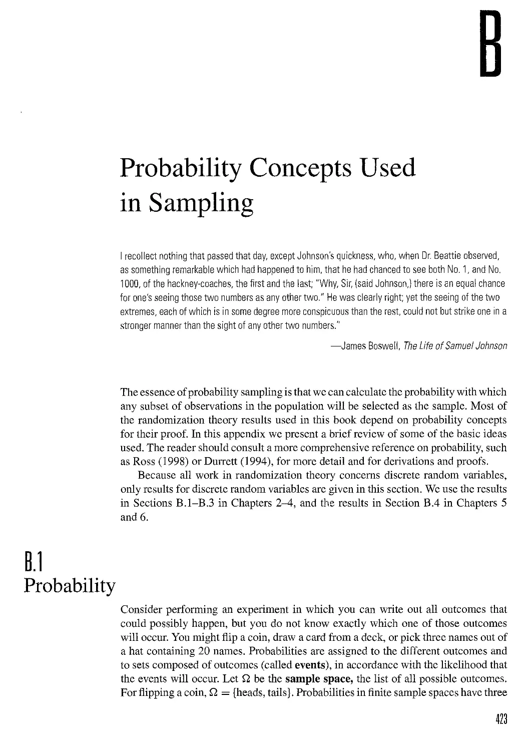 B Probability Concepts Used in Sampling