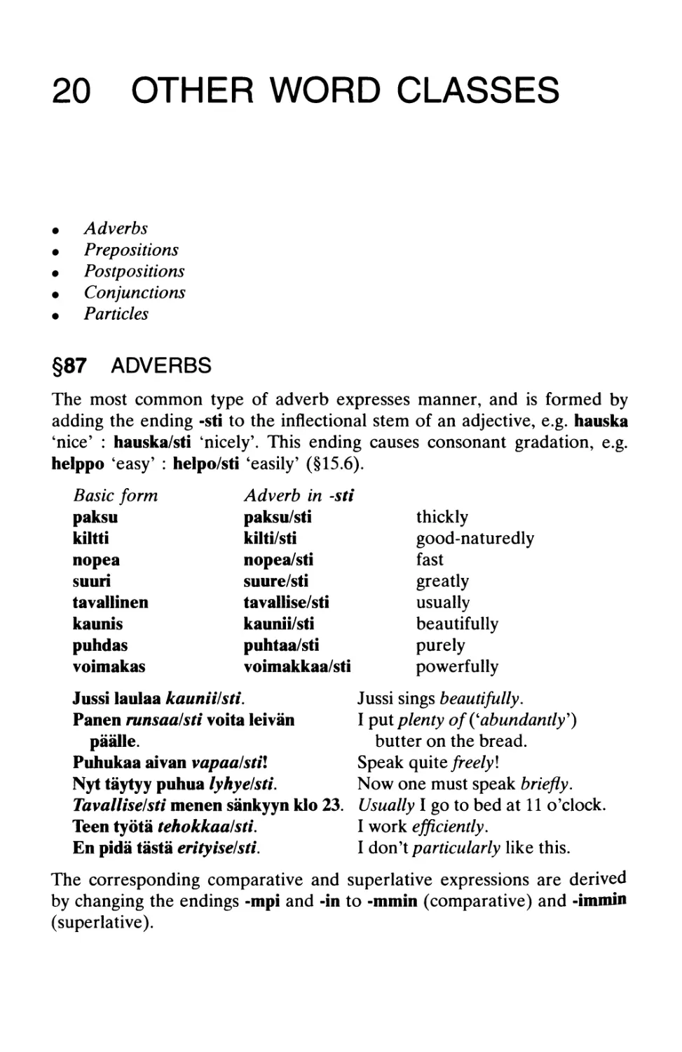 20 Other word classes
§87 Adverbs