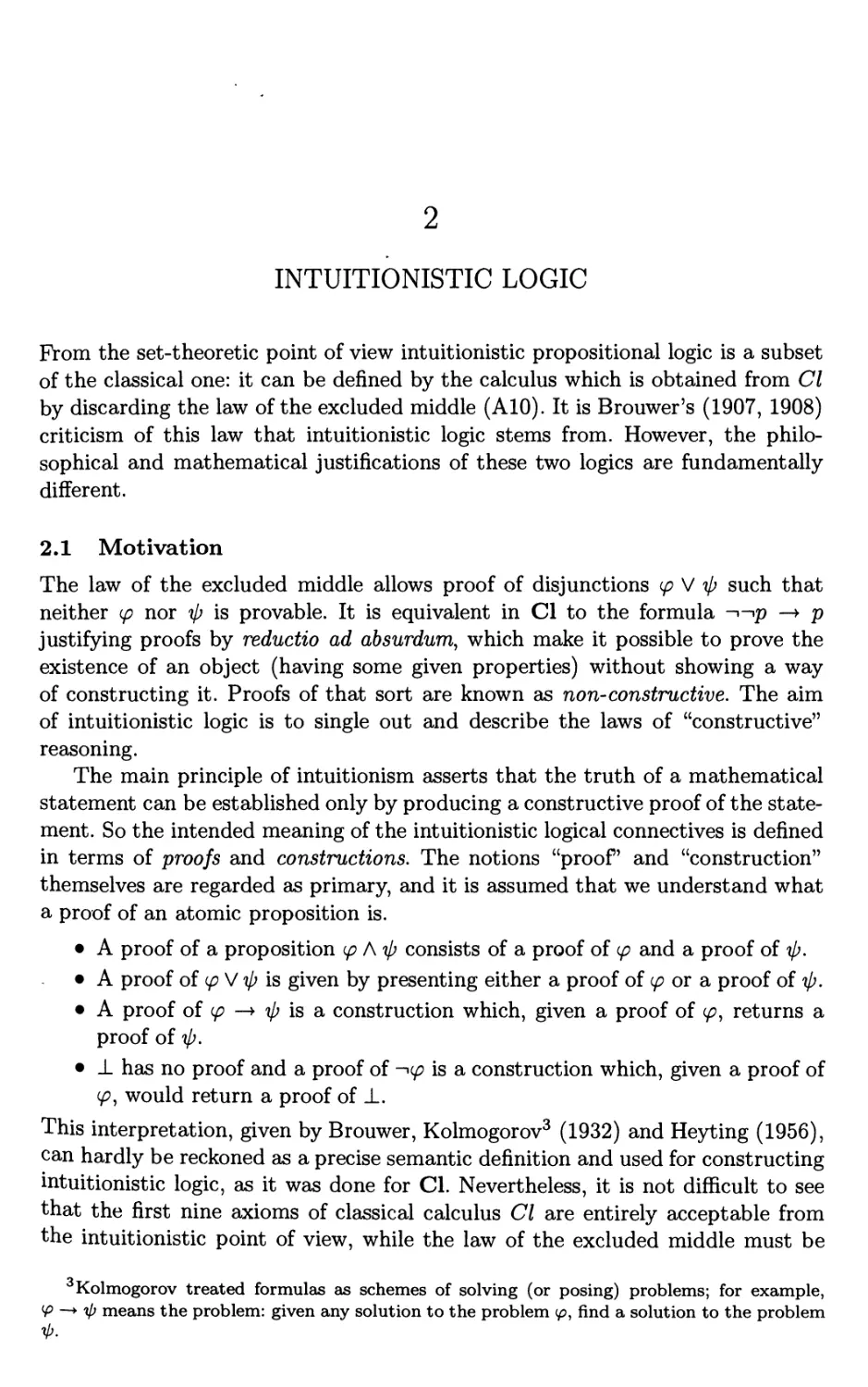 2 Intuitionistic logic