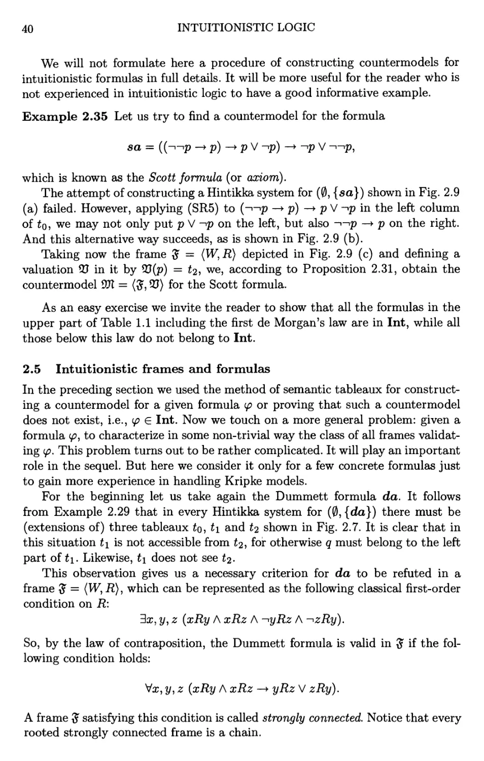 2.5 Intuitionistic frames and formulas