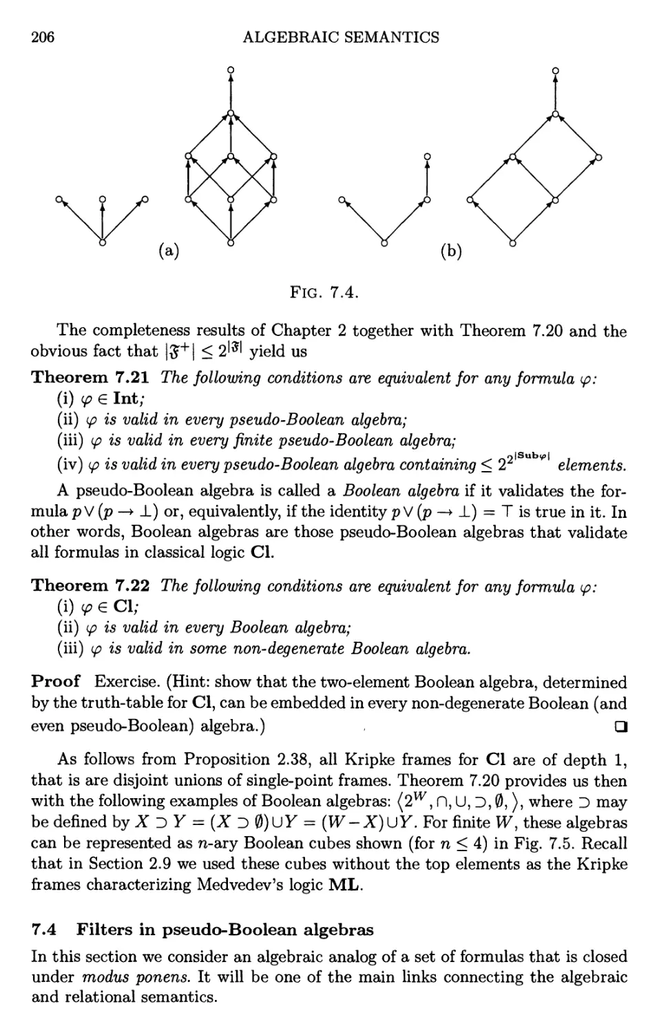 7.4 Filters in pseudo-Boolean algebras