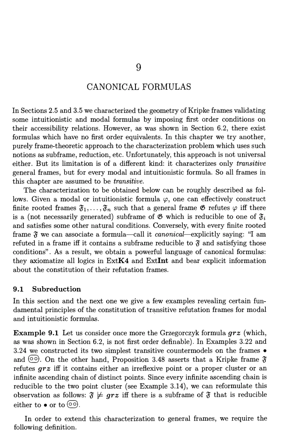 9 Canonical formulas