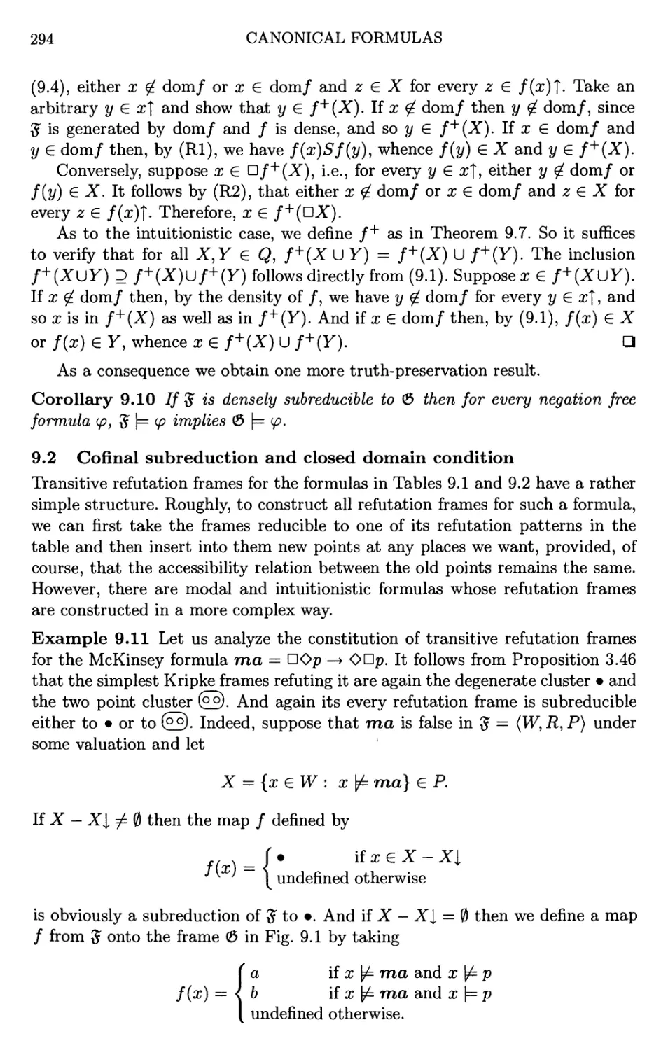 9.2 Cofinal subreduction and closed domain condition