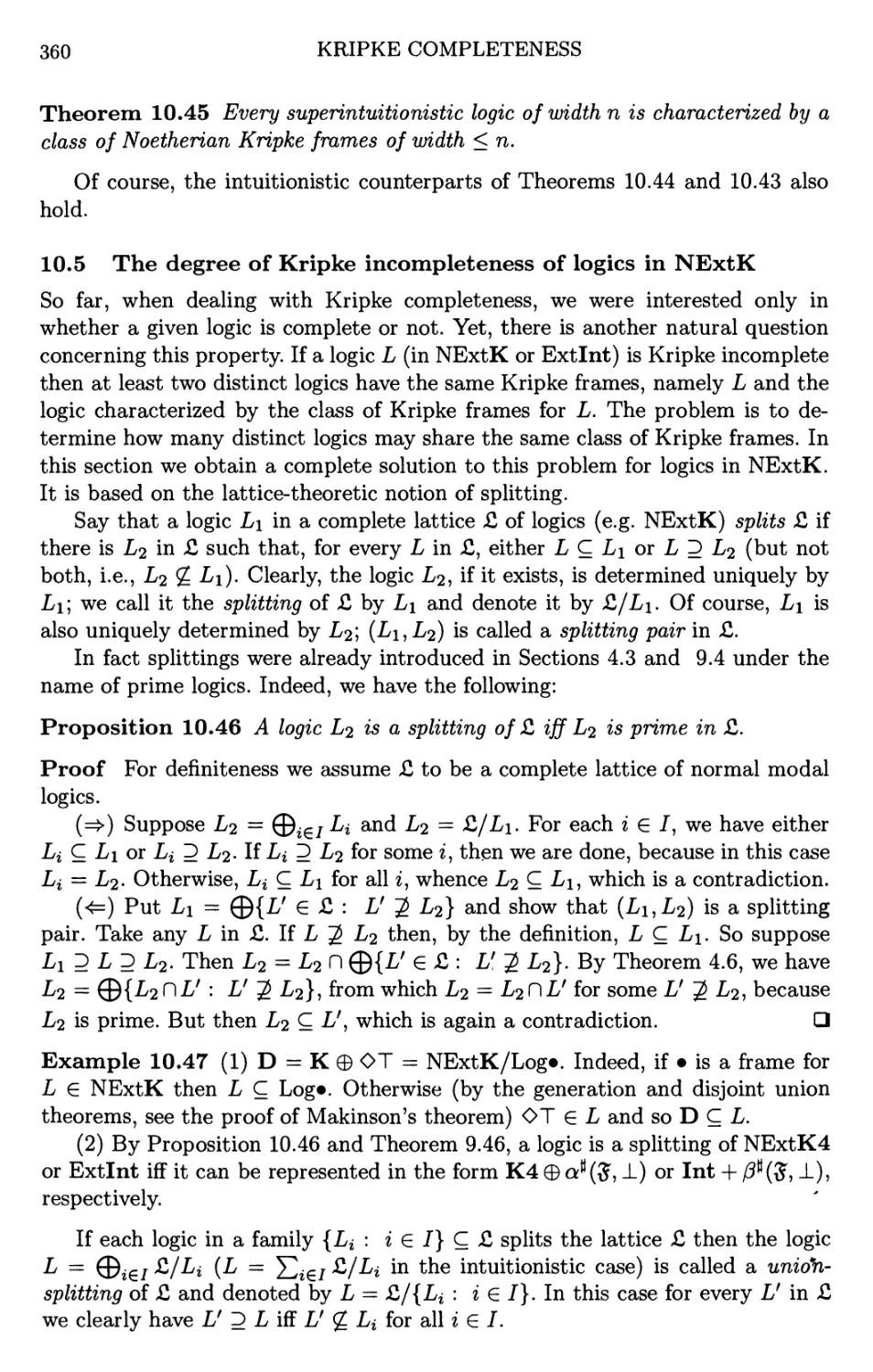 10.5 The degree of Kripke incompleteness of logics NExtK