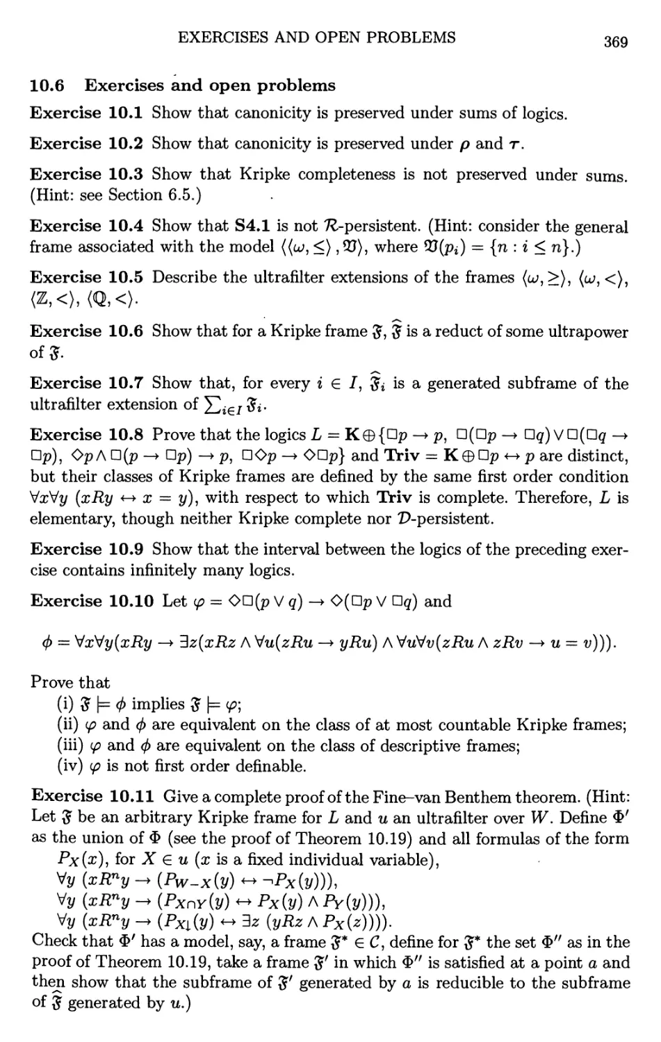 10.6 Exercises and open problems