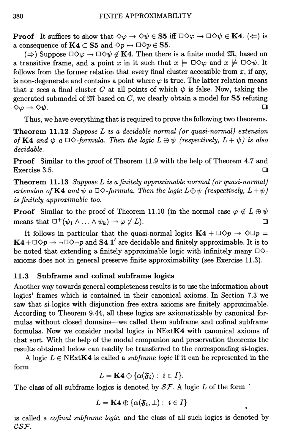 11.3 Subframe and cofinal subframe logics