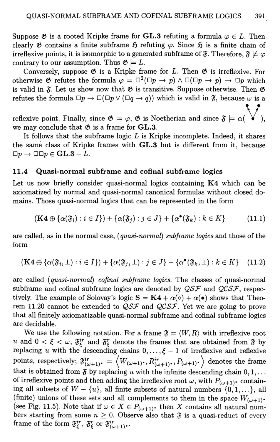 11.4 Quasi-normal subframe and cofinal subframe logics