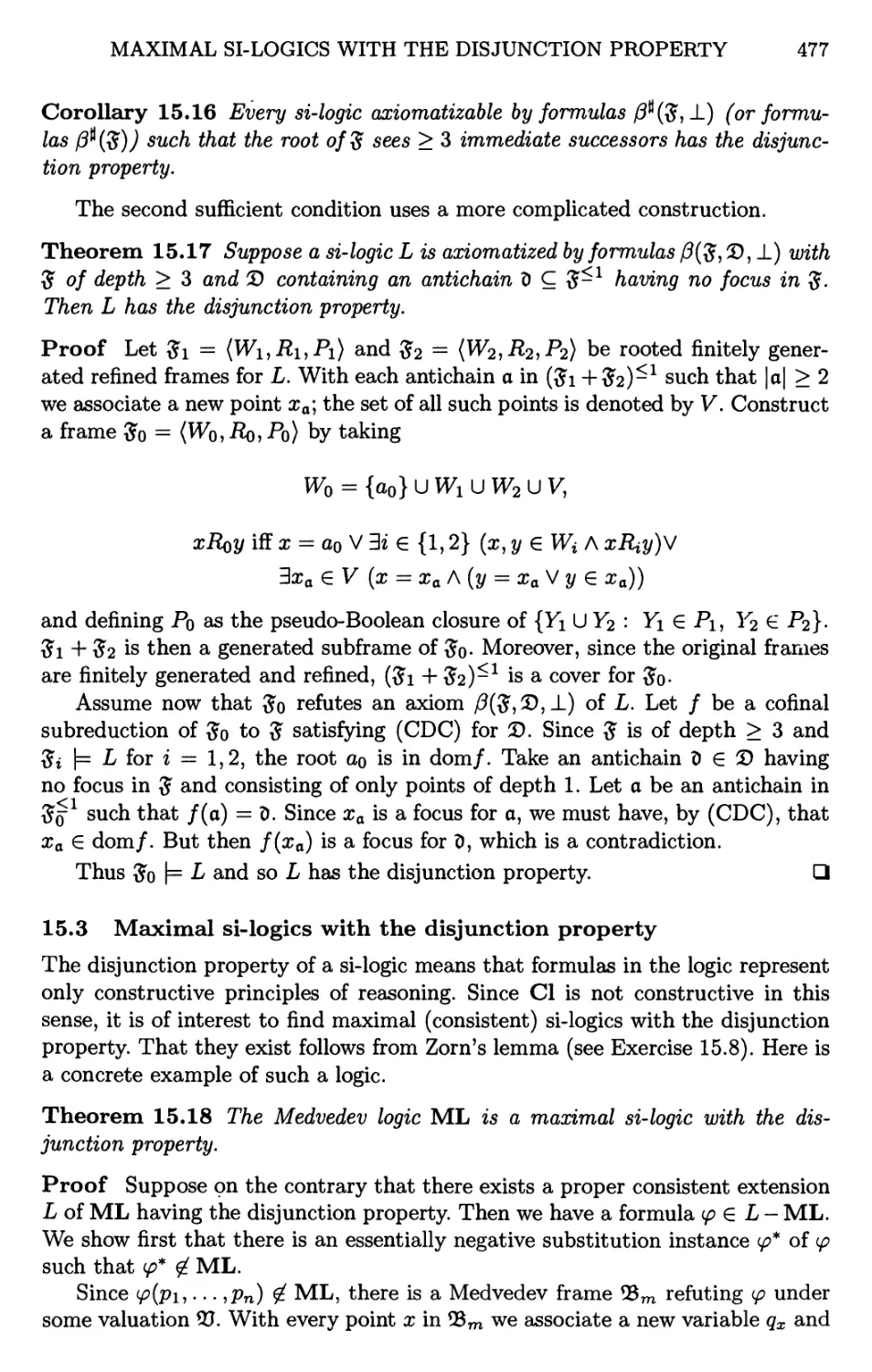 15.3 Maximal si-logics with the disjunction property