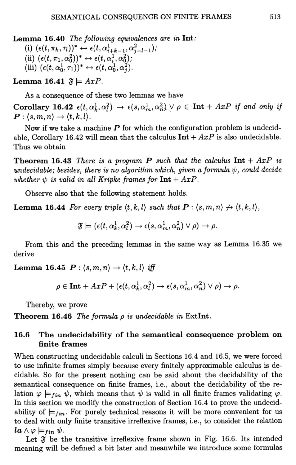 16.6 The undecidability of the semantical consequence problem on finite frames