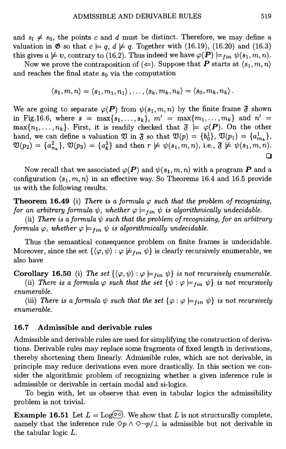 16.7 Admissible and derivable rules