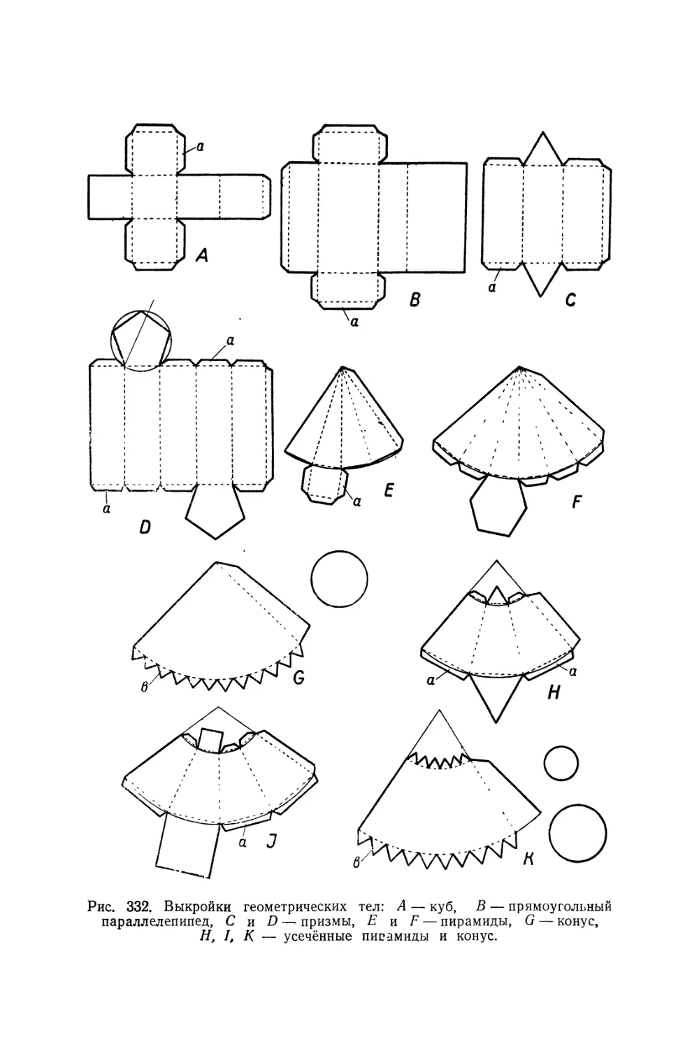 Схема конуса из бумаги для склеивания а4