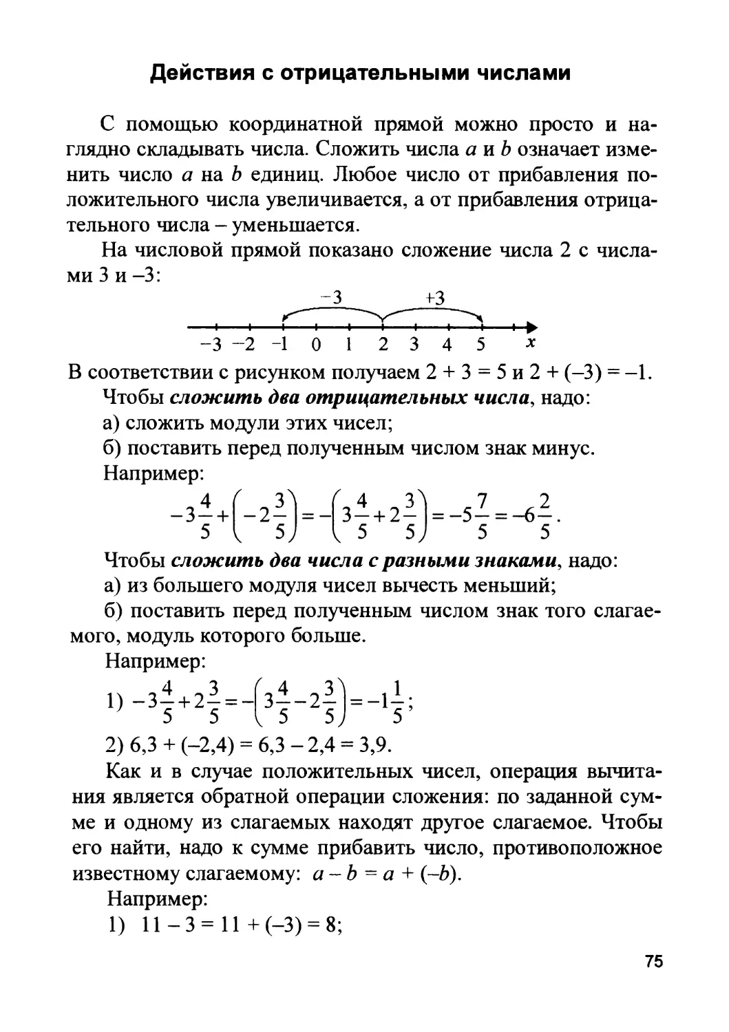 Действия с отрицательными числами