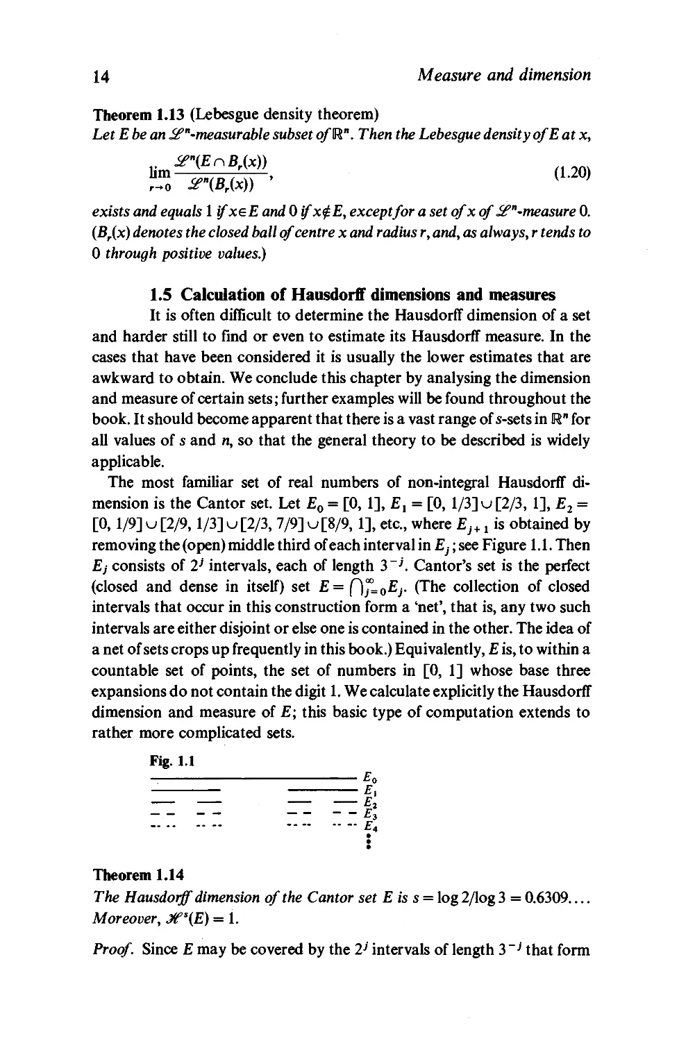 1.5 Calculation of Hausdorff dimensions and measures