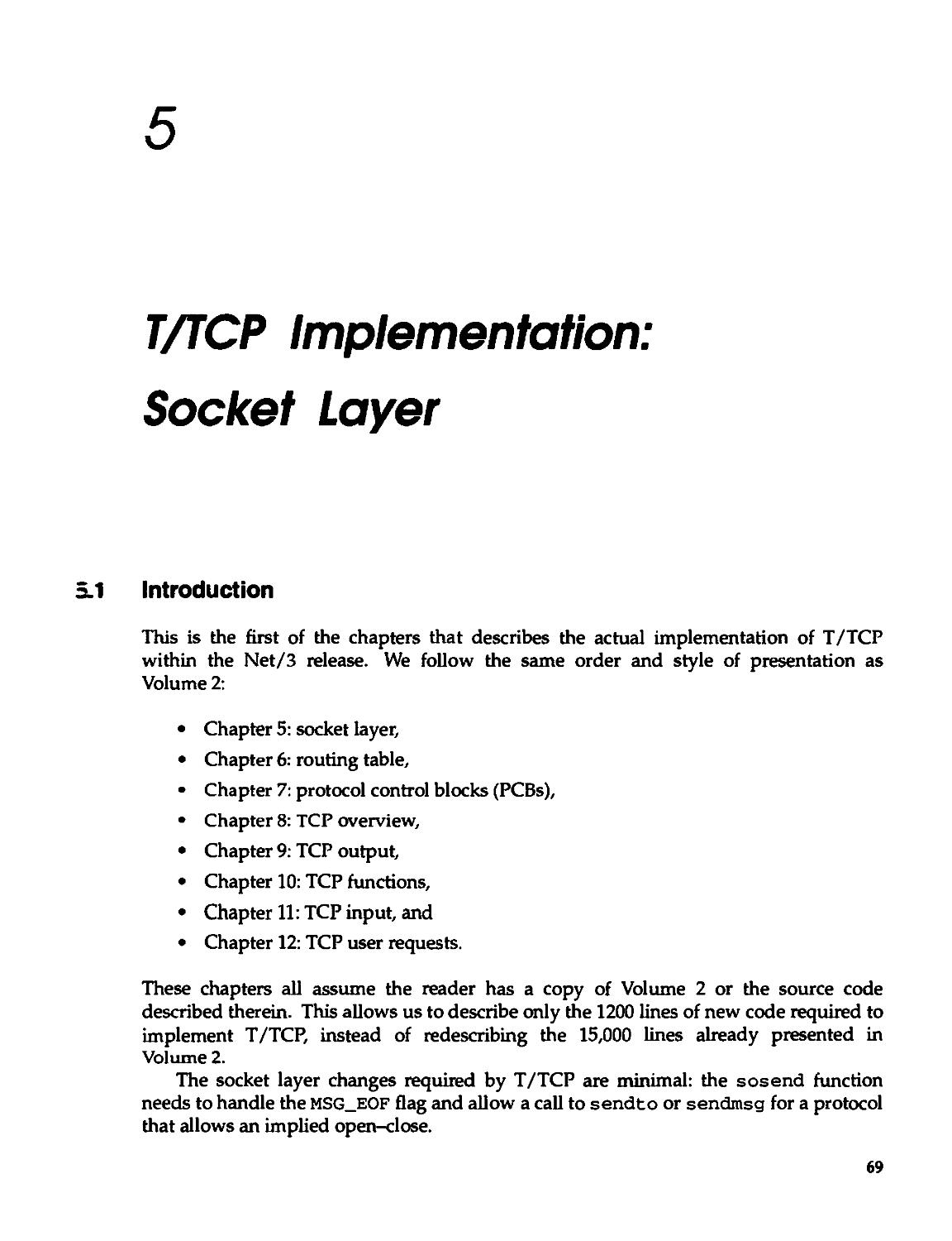 Chapter 5. T/TCP implementation: Socket Layer
