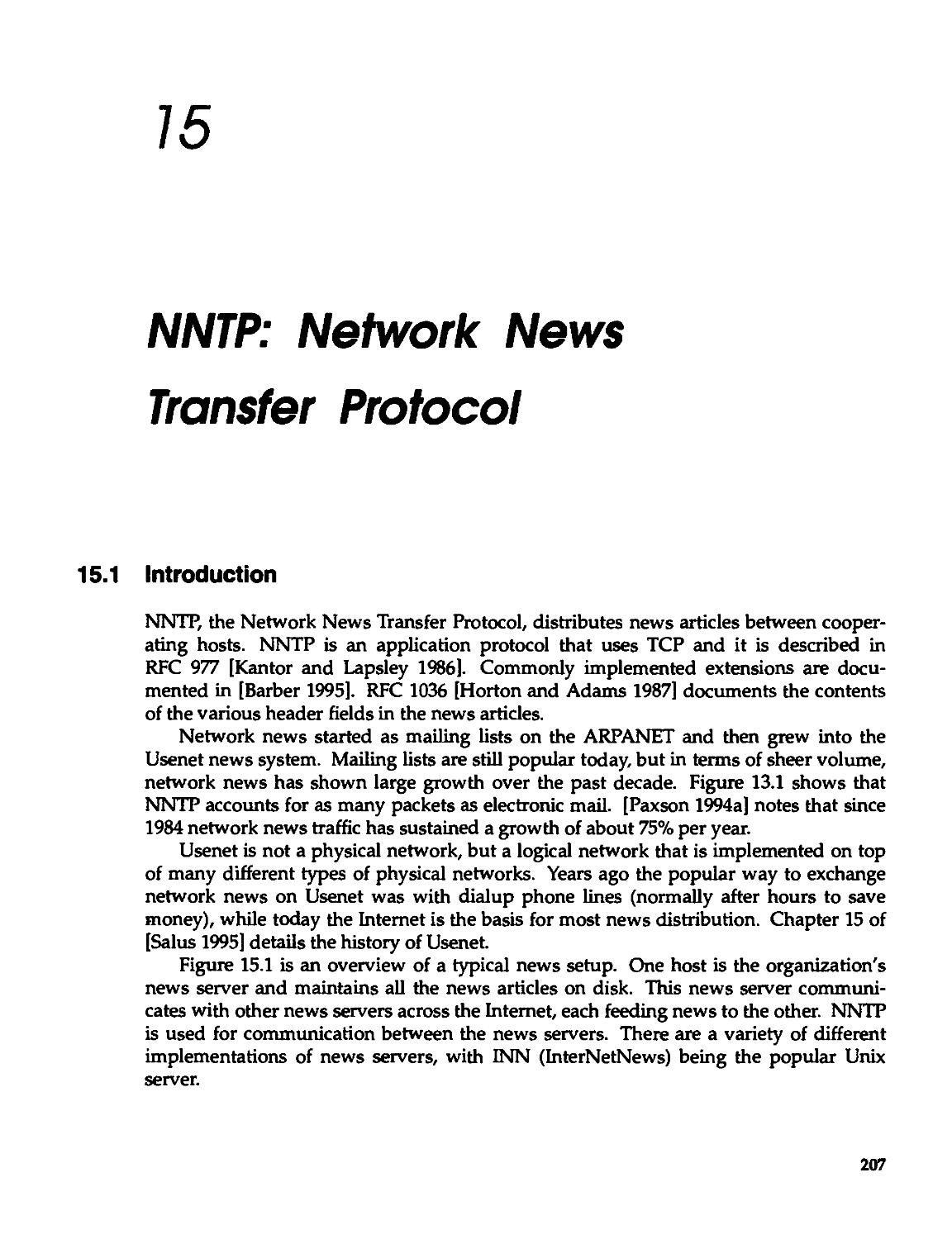 Chapter 15. NNTP: Network News Transfer Protocol