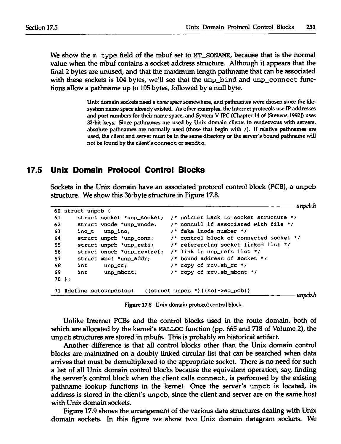 17.5 Unix Domain Protocol Control Blocks