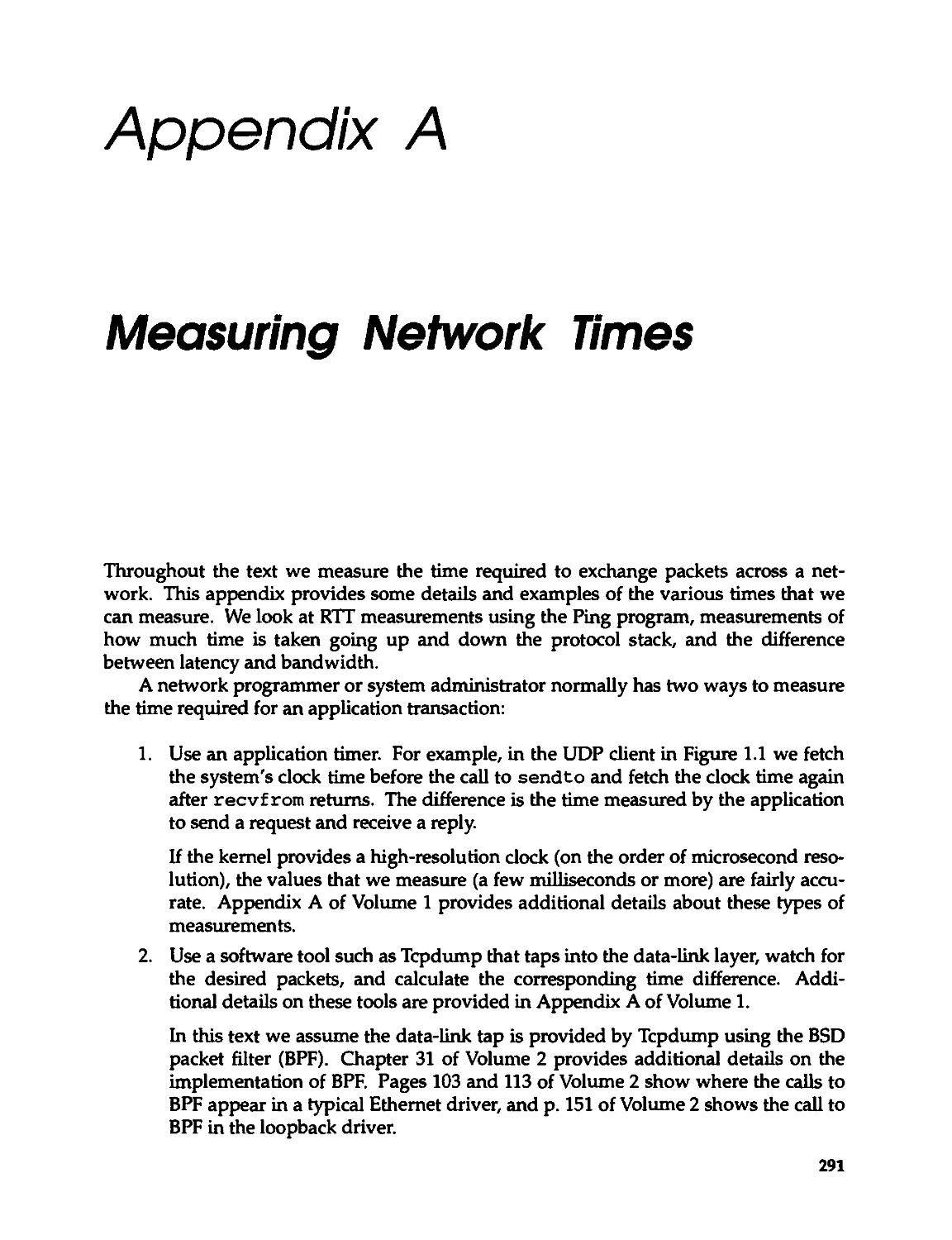 Appendix A. Measuring Network Times