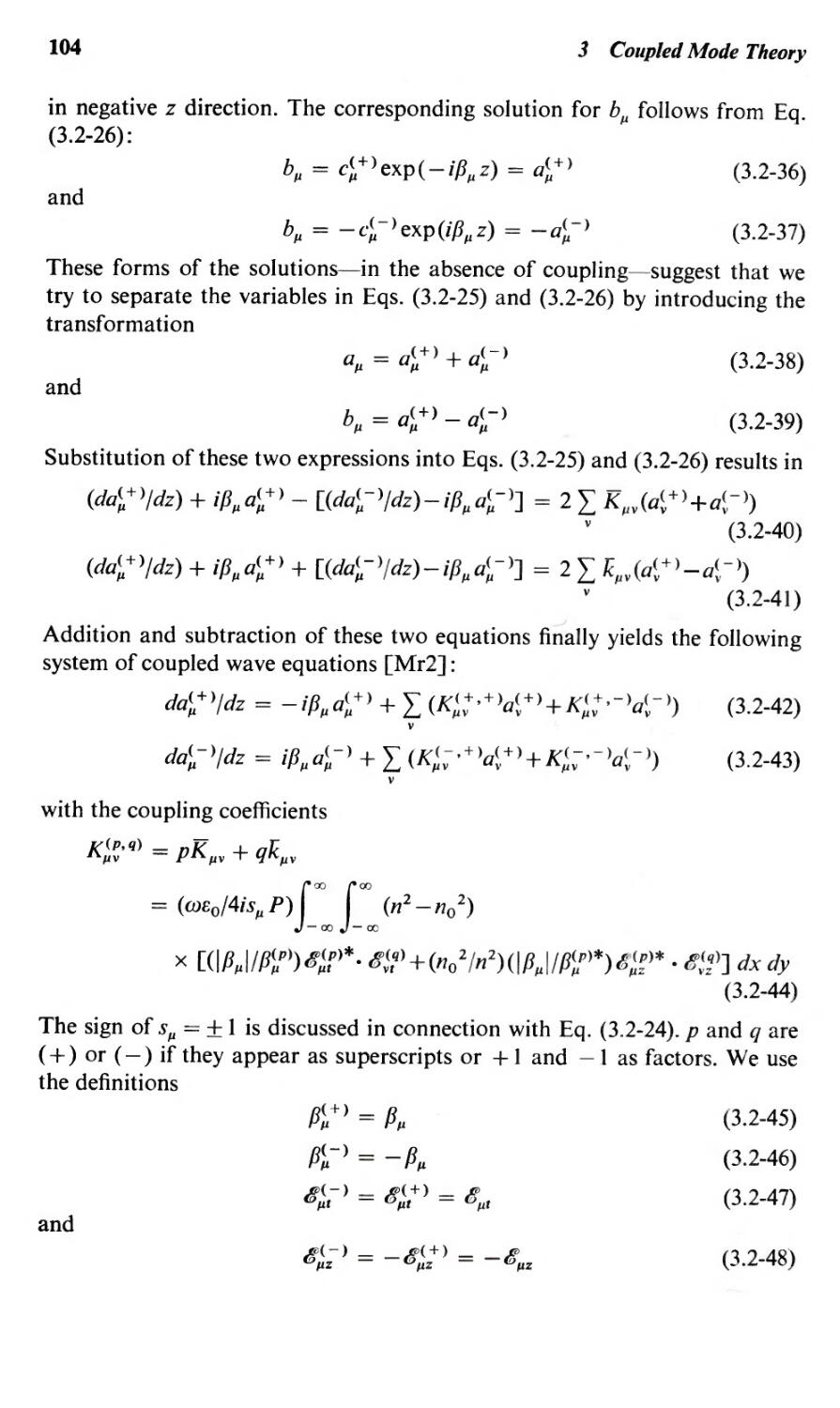 Coupled amplitude equations, 104
Coupled wave equations, 104
--- ideal modes, 104