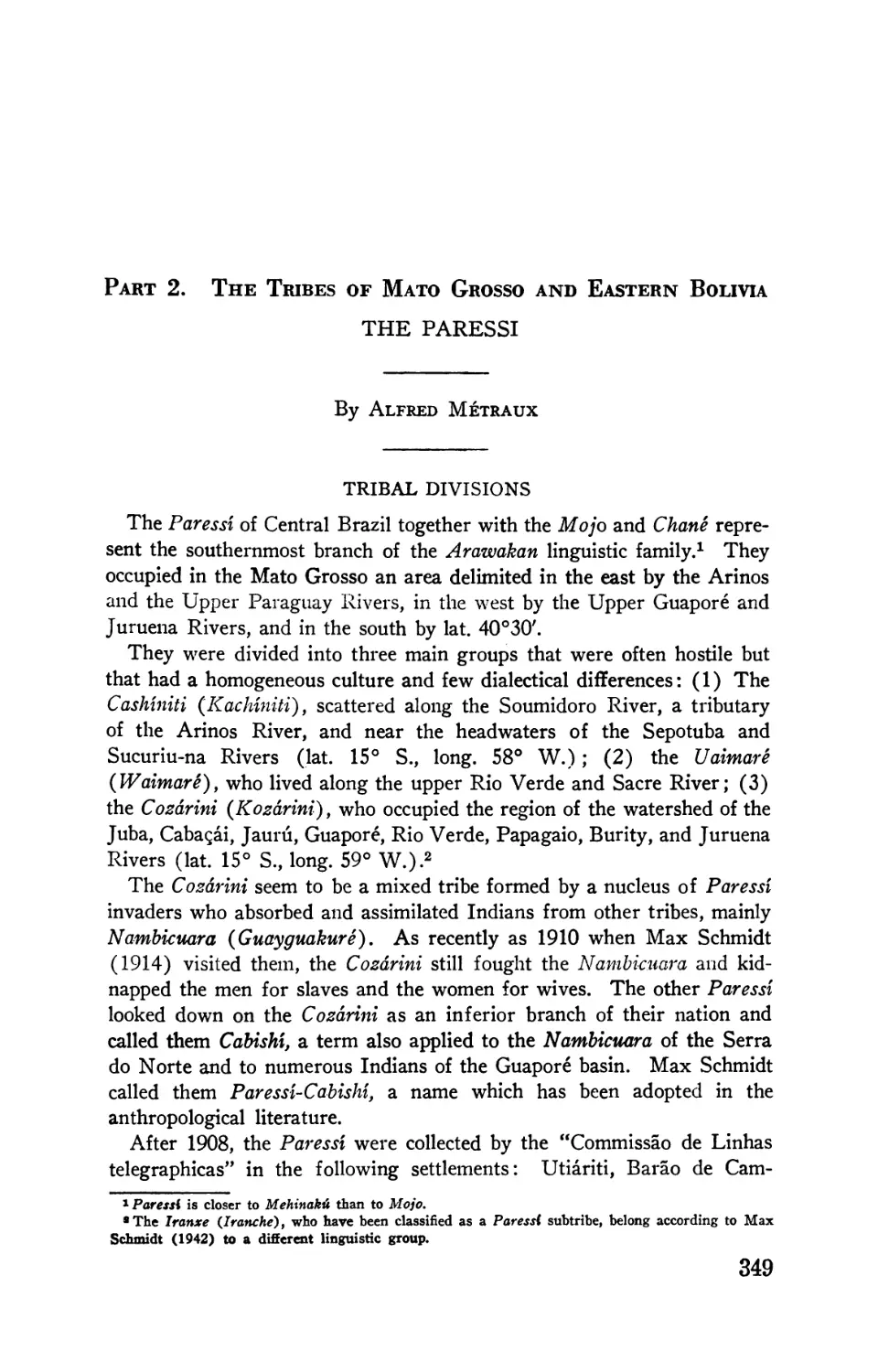 Part 2. The tribes of Mato Grosso and eastern Bolivia