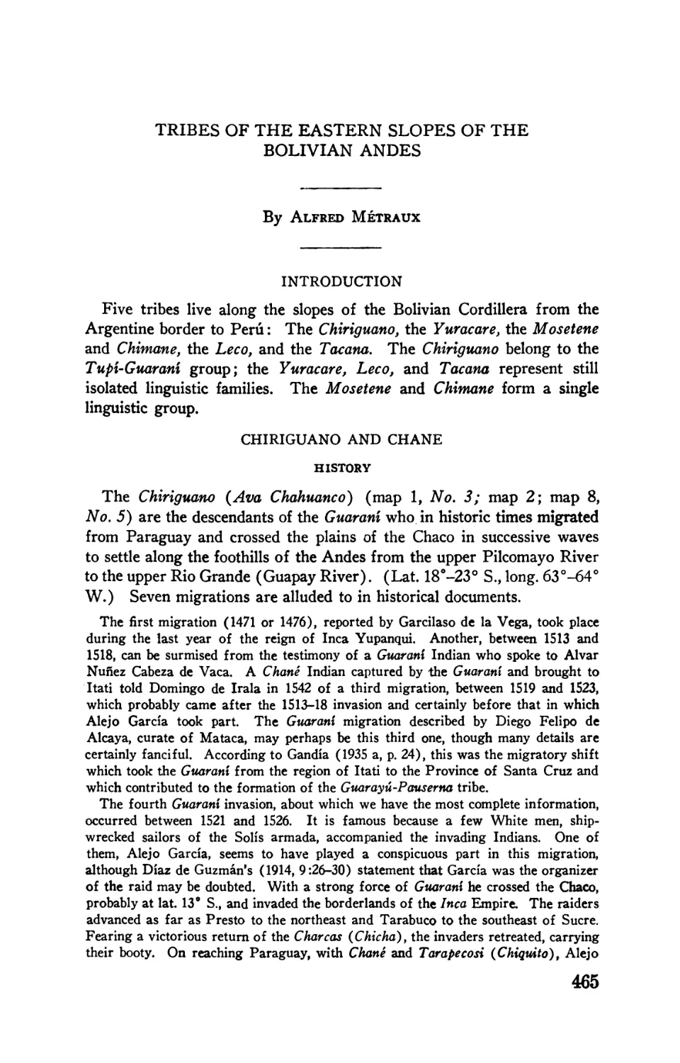 Tribes of the eastern slopes of the Bolivian Andes, by Alfred Métraux
Chiriguano and Chañé