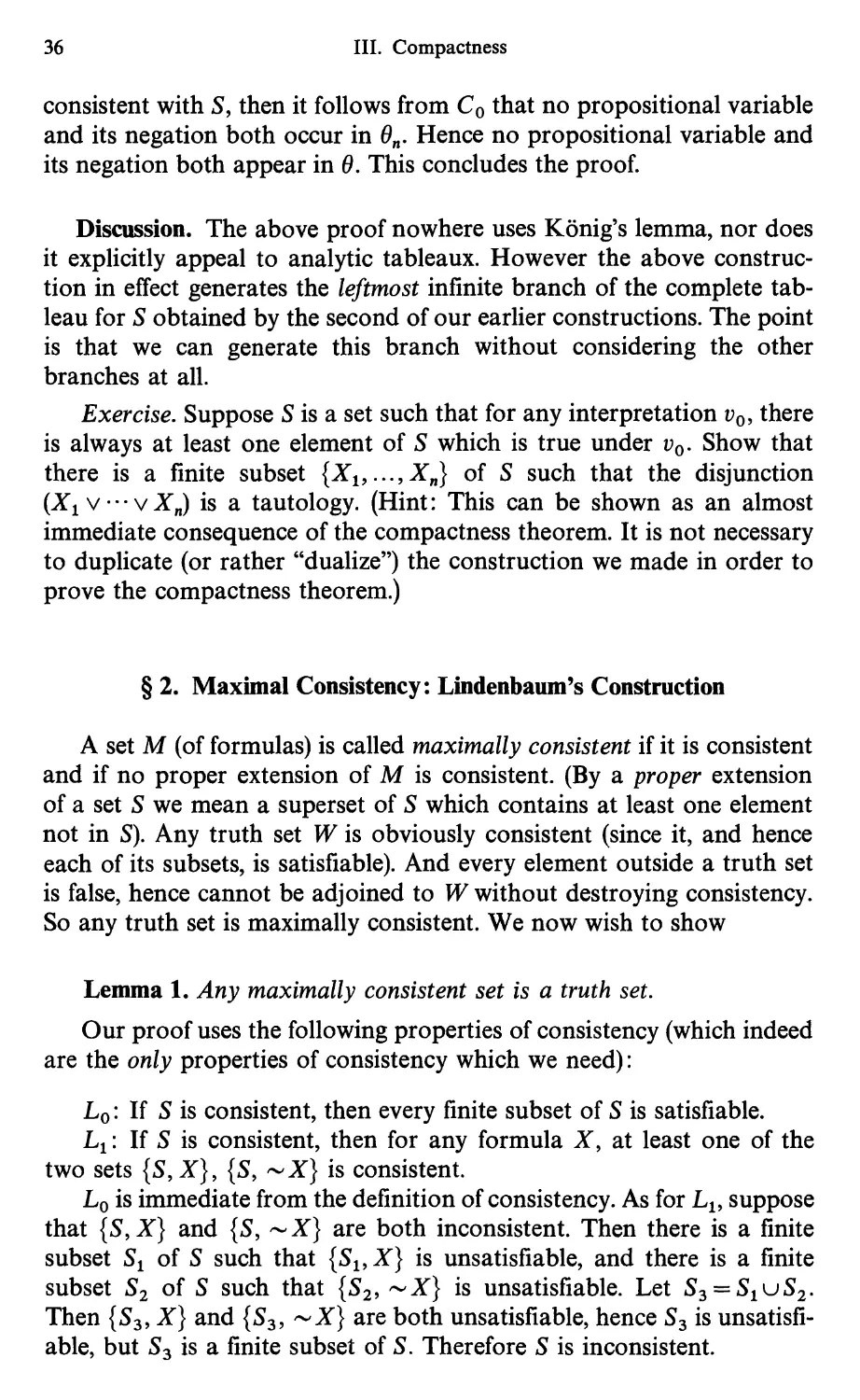 3.2 Maximal Consistency: Lindenbaum's Construction