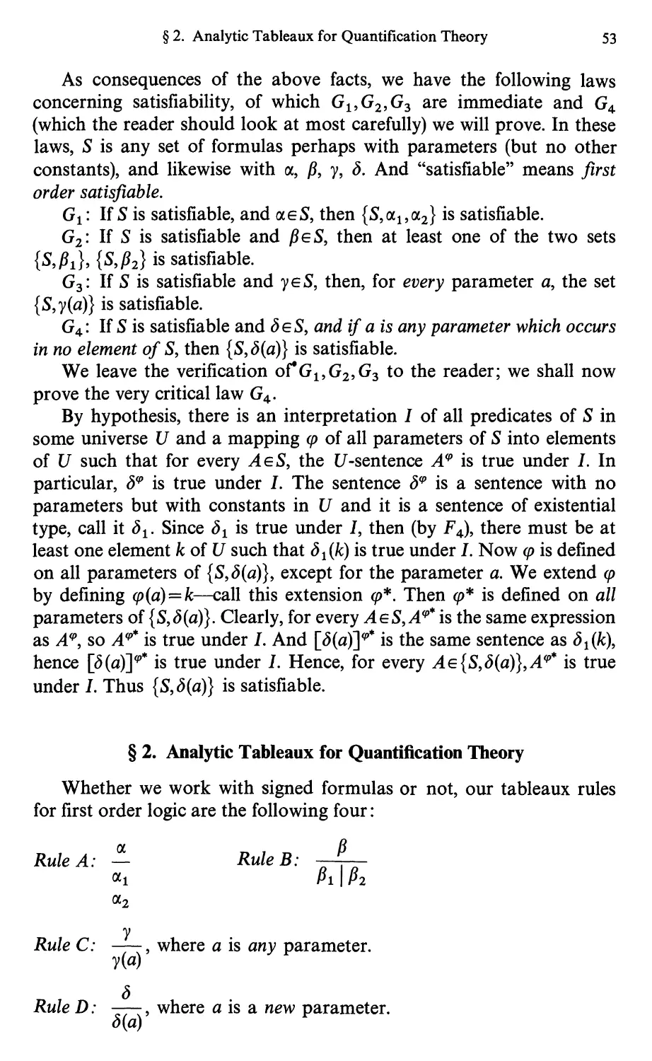 5.2 Analytic Tableaux for Quantification Theory