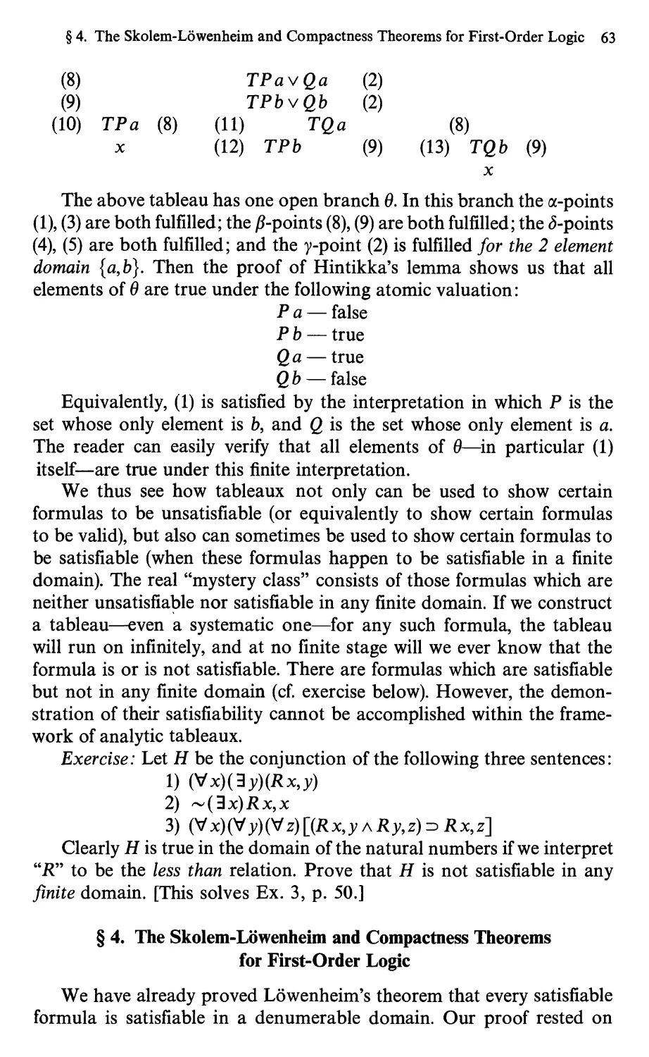 5.4 The Skolem-Lowenheim and Compactness Theorems for First-Order Logic