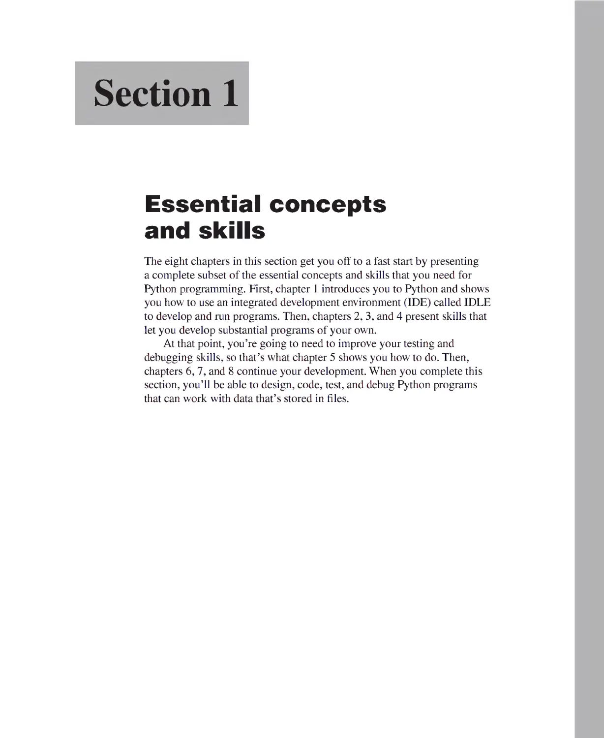 Section 1 - Essential Concepts and Skills