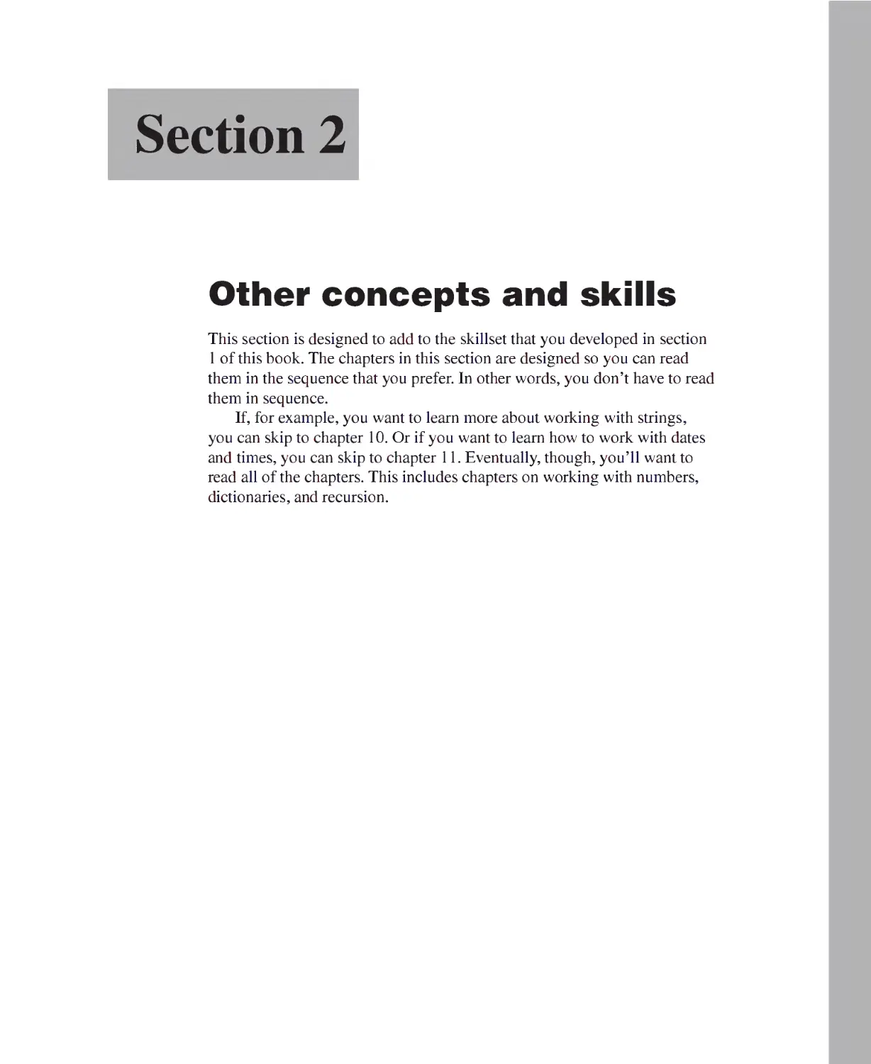 Section 2 - Other Concepts and Skills