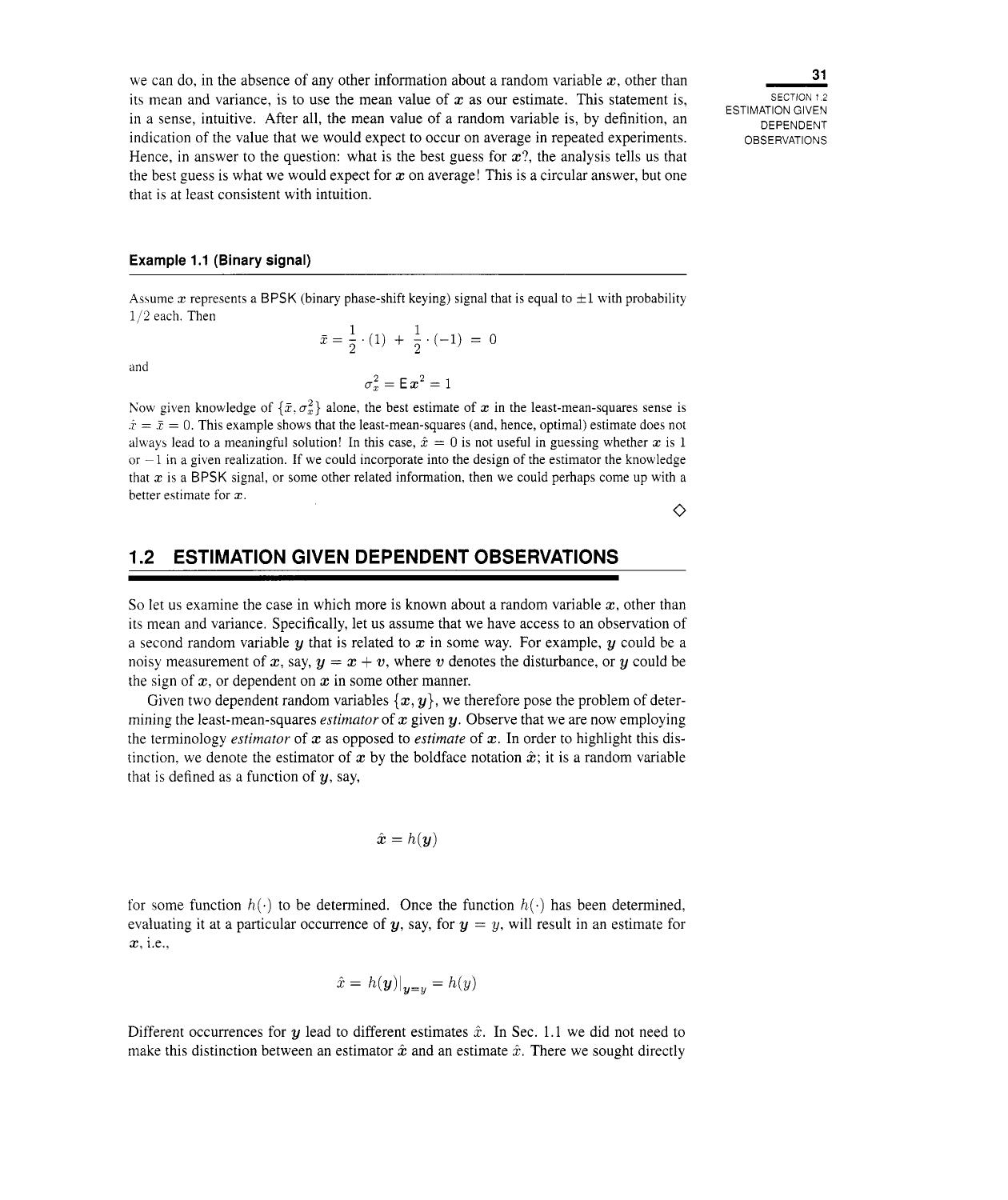 1.2 Estimation Given Dependent Observations